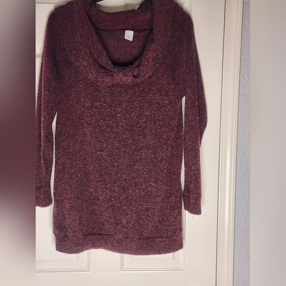Vtg Sun&Moon L Burgundy Knit Lngslv ANGORA Blend Cowl Neck Women's Sweater - Picture 1 of 7